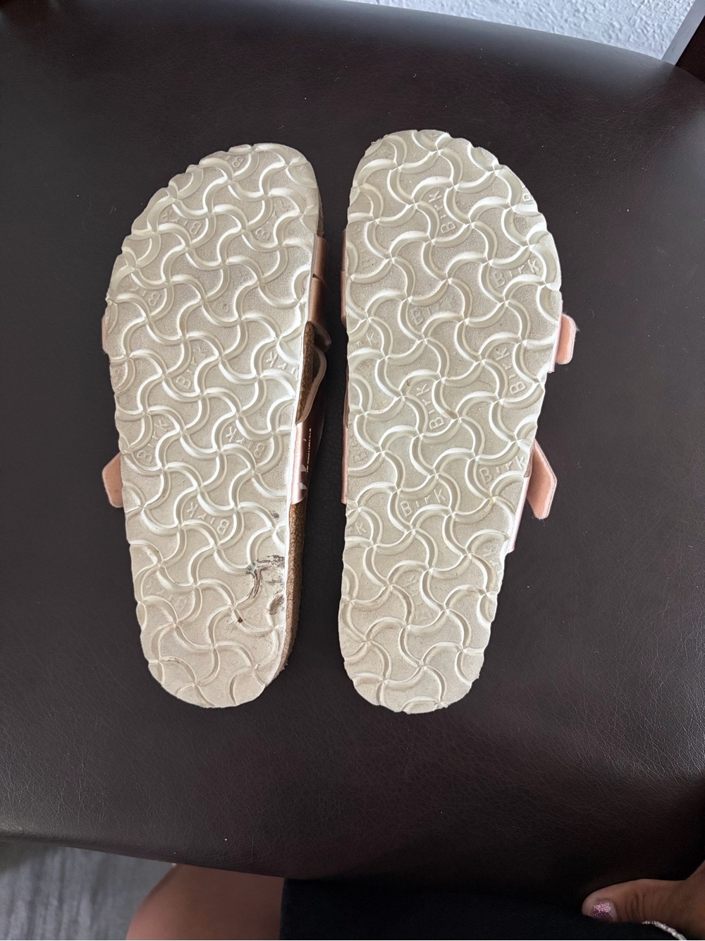 Birkenstock Rose Gold Double-Buckle Cork Slide Sandals - Picture 4 of 4